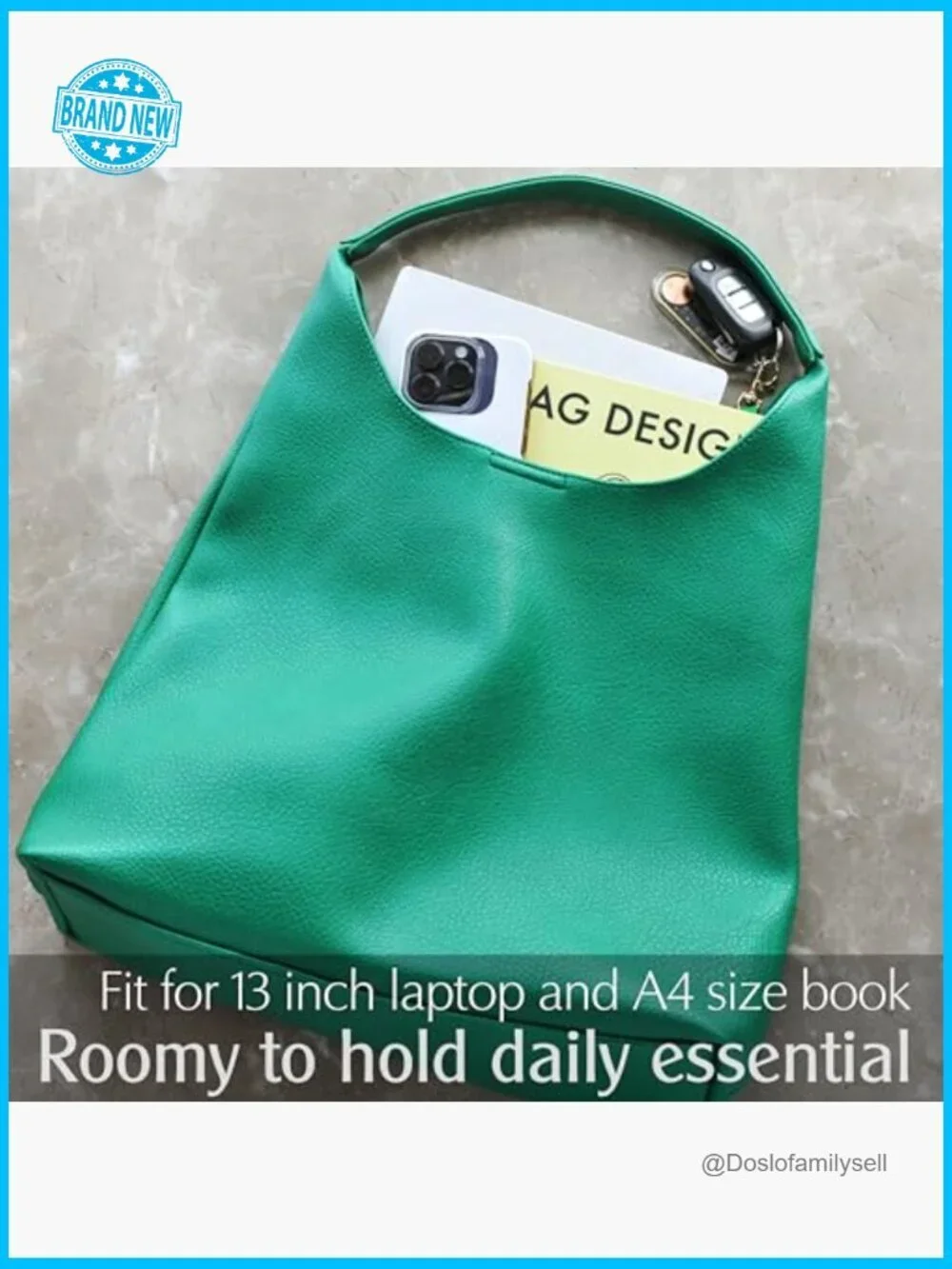 Slouchy Hobo Bag Soft Vegan Leather Tote Shoulder Handbag Work Commuter